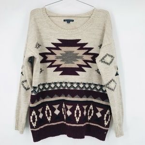 American Eagle Outfitters Aztec Printed Knit Sweater Size Large